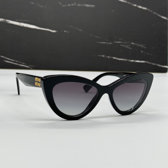 NEW MU04YS 1AB5D1 MIU MIU WOMEN SUNGLASSES MU 04YS 1AB5D1 BLACK CAT EYE - Picture 5 of 10